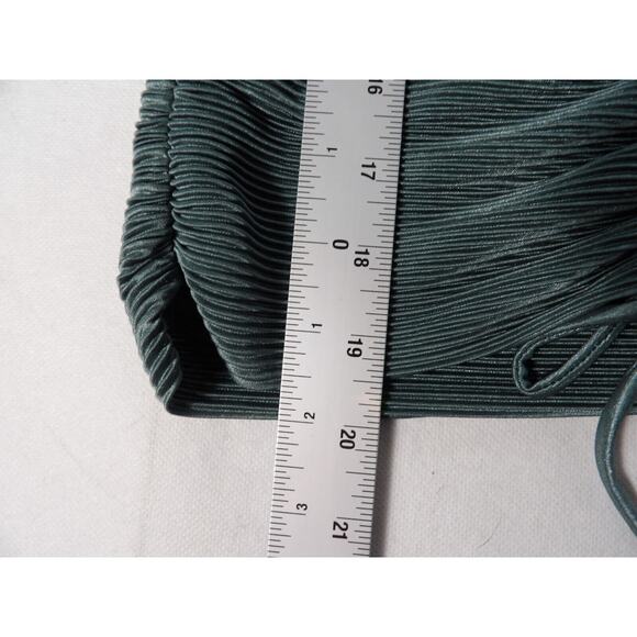 ASTR The Label Blouse XS Smocked Crop Career Accordian Pleated Green Slate V - Picture 7 of 11